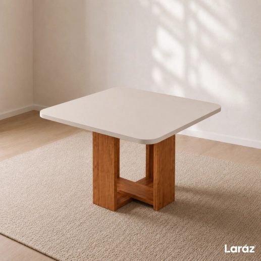 Produto Conjunto Sala de Jantar Mesa Quadrada Marselha com 4 Cadeiras Estofadas Nice Laráz