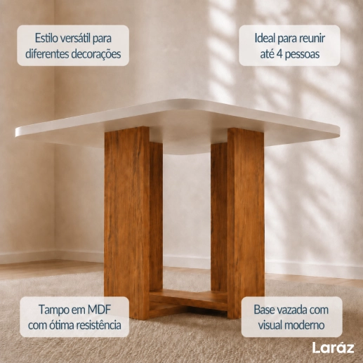 Conjunto Sala de Jantar Mesa Quadrada Marselha com 4 Cadeiras Estofadas Nice Laráz Produto Conjunto Sala de Jantar Mesa Quadrada Marselha com 4 Cadeiras Estofadas Nice Laráz