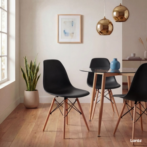 Produto Kit 10 Cadeiras de jantar Charles Eames Eiffel DSW em Polipropileno - Preto