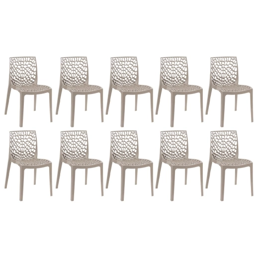 Produto Kit 10 Cadeiras de jantar Gruvyer com design contemporâneo e anatômico - Nude