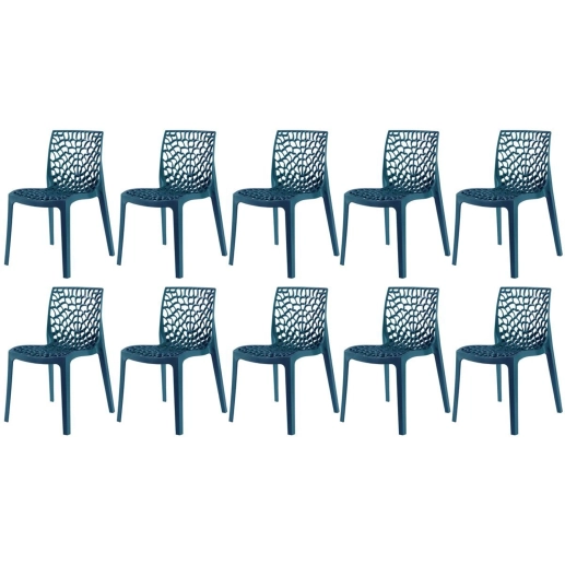 Produto Kit 10 Cadeiras de jantar Gruvyer com design contemporâneo e anatômico - Azul petróleo