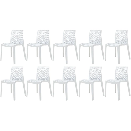 Produto Kit 10 Cadeiras de jantar Gruvyer com design contemporâneo e anatômico - Branco