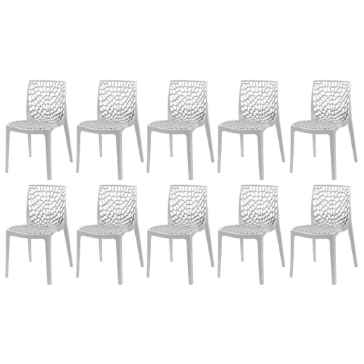 Produto Kit 10 Cadeiras de jantar Gruvyer com design contemporâneo e anatômico - Cinza claro