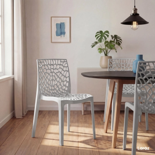 Produto Kit 10 Cadeiras de jantar Gruvyer com design contemporâneo e anatômico - Cinza claro