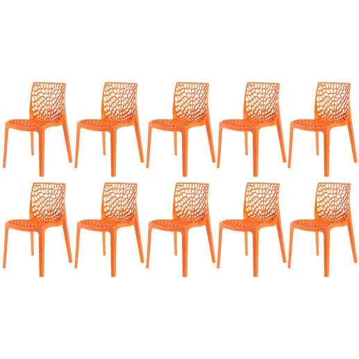 Produto Kit 10 Cadeiras de jantar Gruvyer com design contemporâneo e anatômico - Laranja