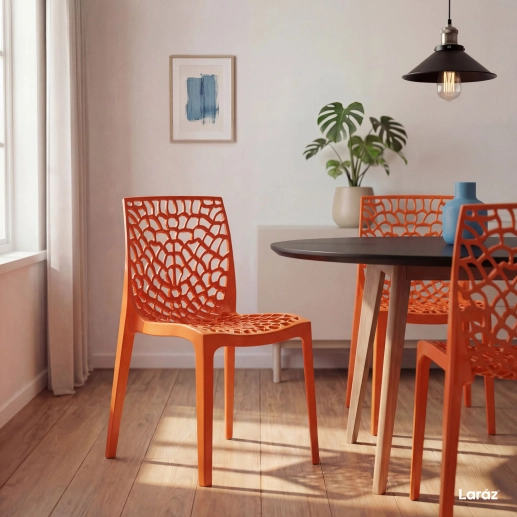 Produto Kit 10 Cadeiras de jantar Gruvyer com design contemporâneo e anatômico - Laranja