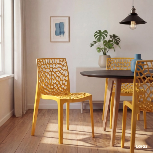 Produto Kit 12 Cadeiras de jantar Gruvyer com design contemporâneo e anatômico - Amarelo