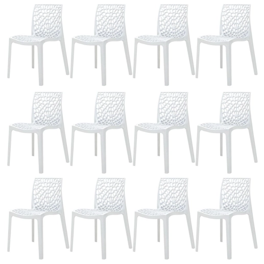 Produto Kit 12 Cadeiras de jantar Gruvyer com design contemporâneo e anatômico - Branco
