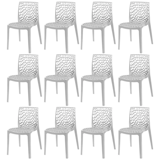 Produto Kit 12 Cadeiras de jantar Gruvyer com design contemporâneo e anatômico - Cinza claro