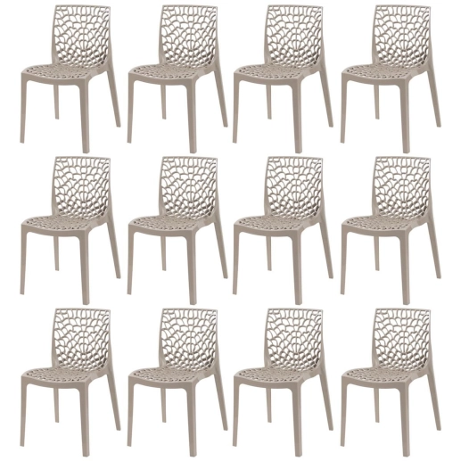 Produto Kit 12 Cadeiras de jantar Gruvyer com design contemporâneo e anatômico - Nude