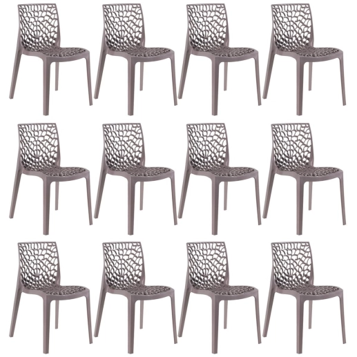 Produto Kit 12 Cadeiras de jantar Gruvyer com design contemporâneo e anatômico - Fendi