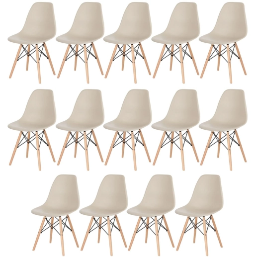 Produto Kit 14 Cadeiras de jantar Charles Eames Eiffel DSW em Polipropileno - Nude