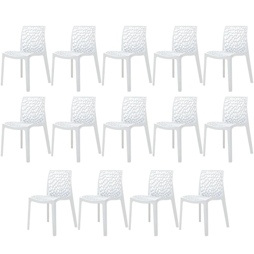 Produto Kit 14 Cadeiras de jantar Gruvyer com design contemporâneo e anatômico - Branco
