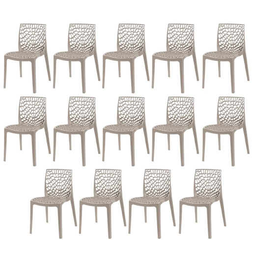 Produto Kit 14 Cadeiras de jantar Gruvyer com design contemporâneo e anatômico - Nude