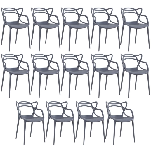 Produto Kit 14 Cadeiras de jantar Master Allegra Design Moderno em Polipropileno - Cinza escuro