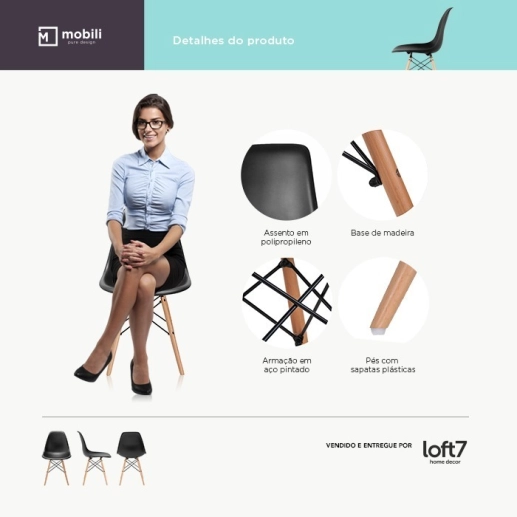 Produto Kit 16 Cadeiras de jantar Charles Eames Eiffel DSW em Polipropileno - Nude