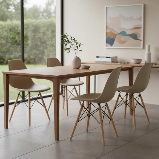 Produto Kit 16 Cadeiras de jantar Charles Eames Eiffel DSW em Polipropileno - Nude