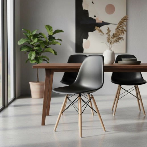 Produto Kit 16 Cadeiras de jantar Charles Eames Eiffel DSW em Polipropileno - Preto