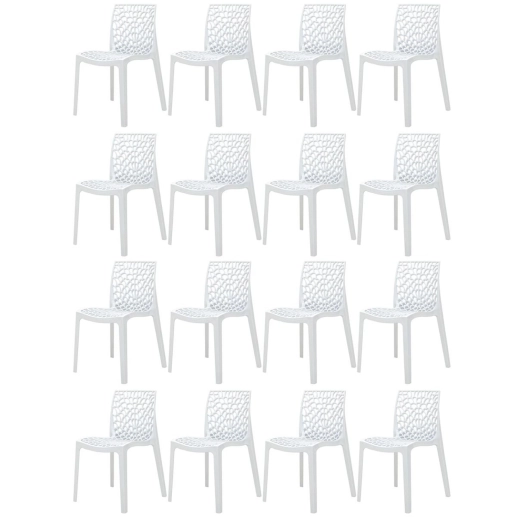 Produto Kit 16 Cadeiras de jantar Gruvyer com design contemporâneo e anatômico - Branco