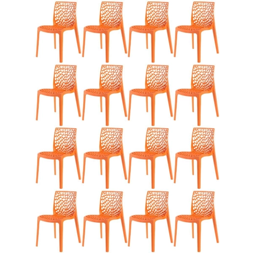 Produto Kit 16 Cadeiras de jantar Gruvyer com design contemporâneo e anatômico - Laranja