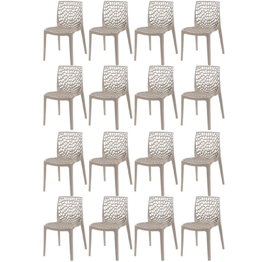 Produto Kit 16 Cadeiras de jantar Gruvyer com design contemporâneo e anatômico - Nude