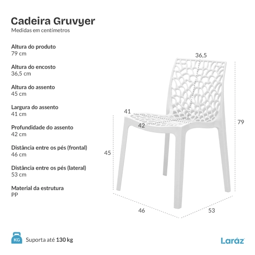 Produto Kit 16 Cadeiras de jantar Gruvyer com design contemporâneo e anatômico - Nude