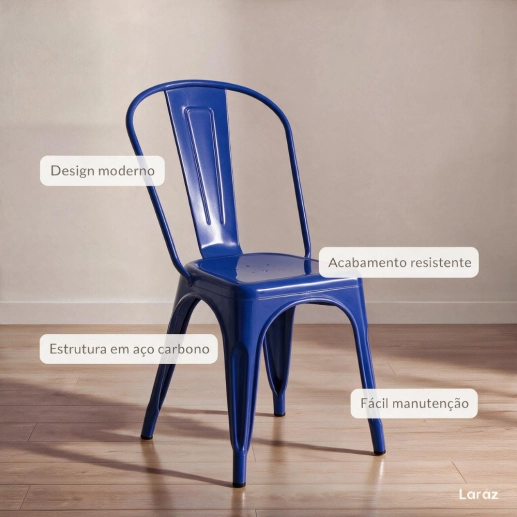 Produto Kit 16 Cadeiras de jantar Iron Tolix com design industrial – Azul Escuro