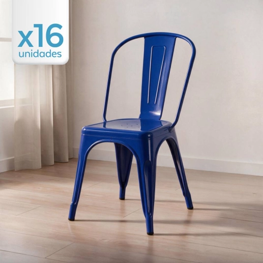 Produto Kit 16 Cadeiras de jantar Iron Tolix com design industrial – Azul Escuro