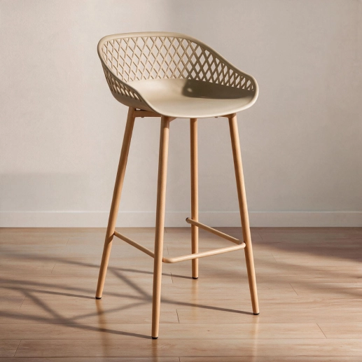 Produto Kit 2 Banquetas alta para bancada Clarice Cloe com base de metal – Nude
