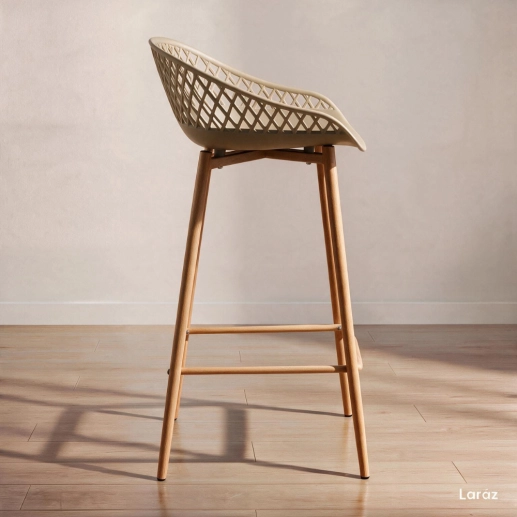 Produto Kit 2 Banquetas alta para bancada Clarice Cloe com base de metal – Nude