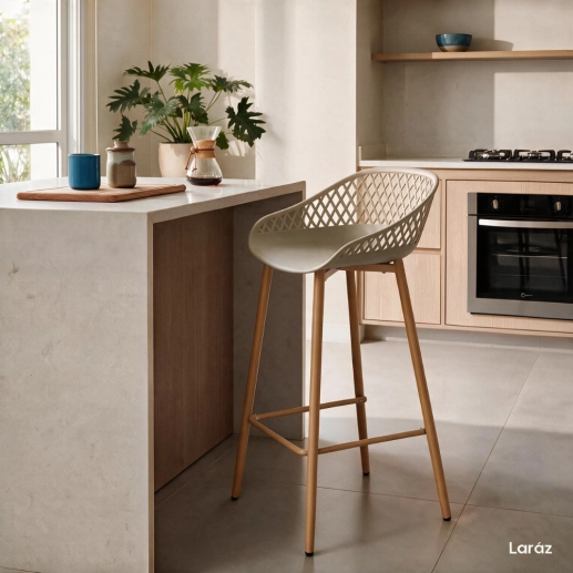 Produto Kit 2 Banquetas alta para bancada Clarice Cloe com base de metal – Nude