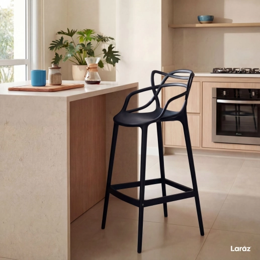 Produto Kit 2 Banquetas alta para bancada Master Allegra em Polipropileno 76 cm - Preto