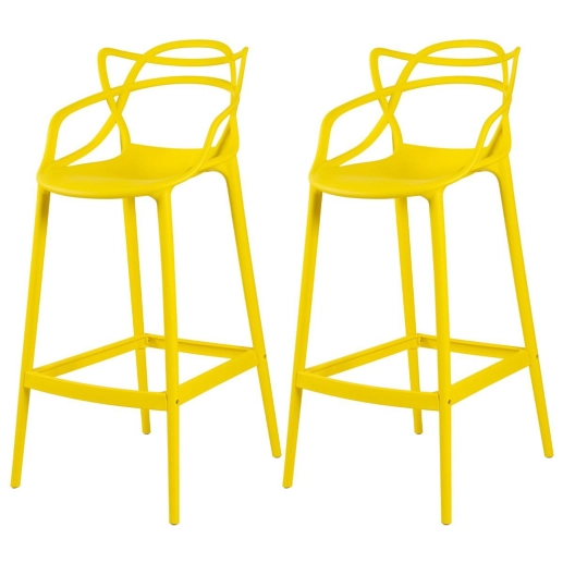 Produto Kit 2 Banquetas alta para bancada Master Allegra em Polipropileno 78 cm - Amarelo