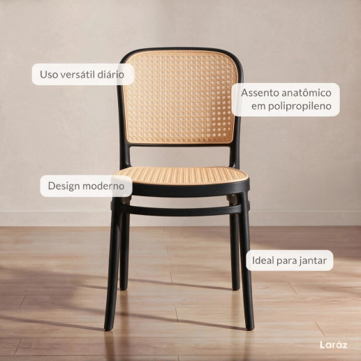 Produto Kit 2 Cadeira de jantar Amis Lola com design moderno e assento confortável - Preto
