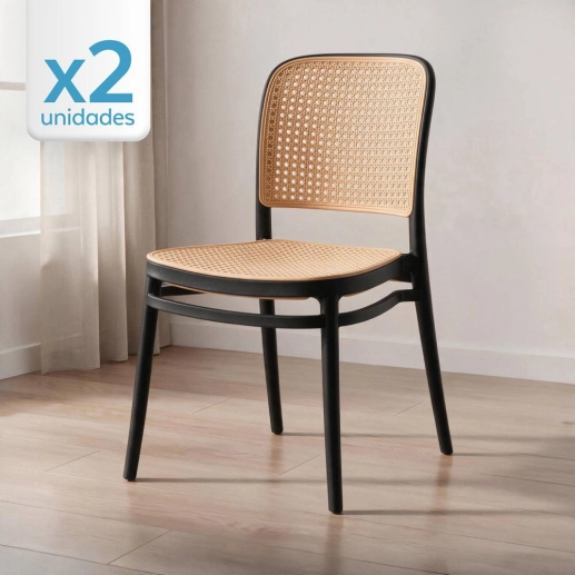 Produto Kit 2 Cadeira de jantar Amis Lola com design moderno e assento confortável - Preto