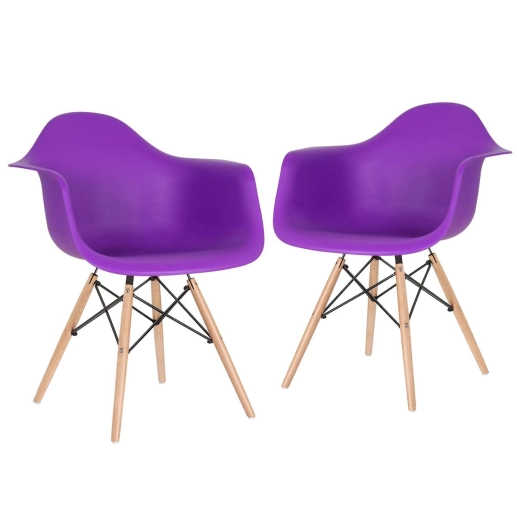 Produto Kit 2 Cadeiras de jantar Charles Eames Eiffel DAW em Polipropileno - Roxo