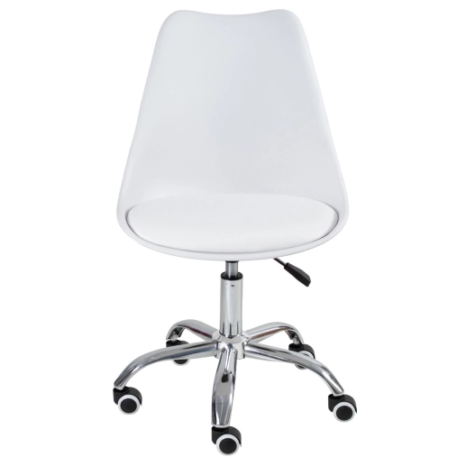 Produto Kit 2 Cadeiras Tulipa para Escritório com rodízios e assento estofado – Branco