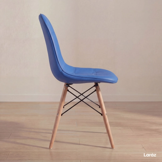 Kit 2 Cadeiras de jantar Charles Eames Eiffel Botonê Estofada - Azul Produto Kit 2 Cadeiras de jantar Charles Eames Eiffel Botonê Estofada - Azul