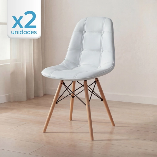 Produto Kit 2 Cadeiras de jantar Charles Eames Eiffel Botonê Estofada - Cinza claro