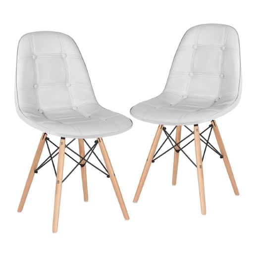 Produto Kit 2 Cadeiras de jantar Charles Eames Eiffel Botonê Estofada - Cinza claro