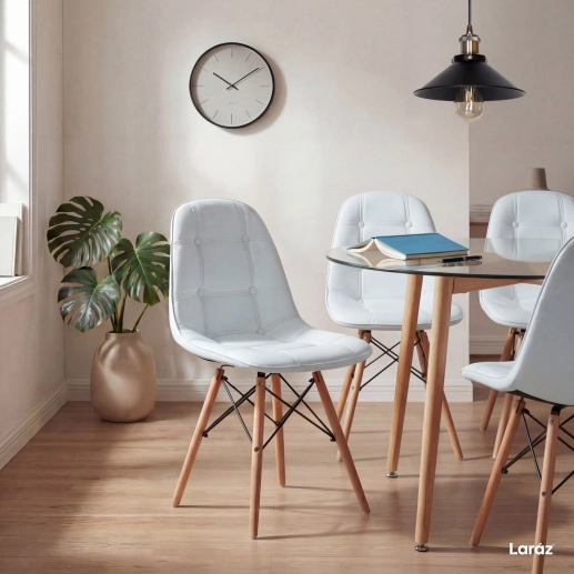Produto Kit 2 Cadeiras de jantar Charles Eames Eiffel Botonê Estofada - Cinza claro