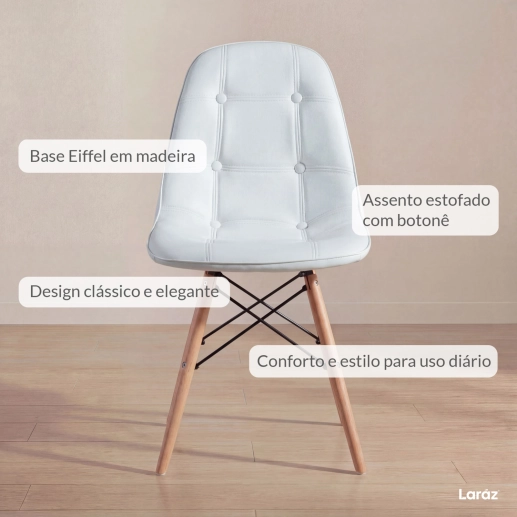 Produto Kit 2 Cadeiras de jantar Charles Eames Eiffel Botonê Estofada - Cinza claro