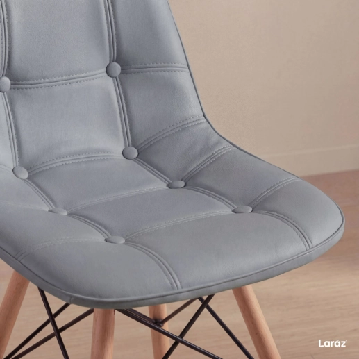 Produto Kit 2 Cadeiras de jantar Charles Eames Eiffel Botonê Estofada - Cinza escuro