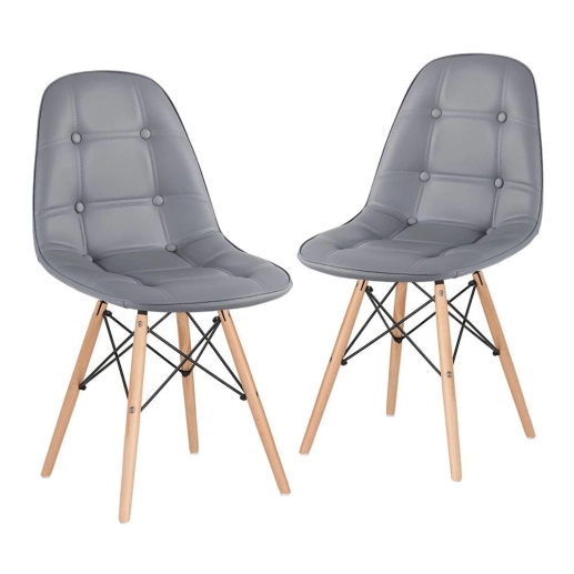 Produto Kit 2 Cadeiras de jantar Charles Eames Eiffel Botonê Estofada - Cinza escuro