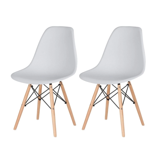 Kit 2 Cadeiras de jantar Charles Eames Eiffel DSW em Polipropileno - Cinza claro Produto Kit 2 Cadeiras de jantar Charles Eames Eiffel DSW em Polipropileno - Cinza claro