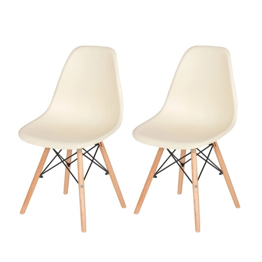 Produto Kit 2 Cadeiras de jantar Charles Eames Eiffel DSW em Polipropileno - Creme