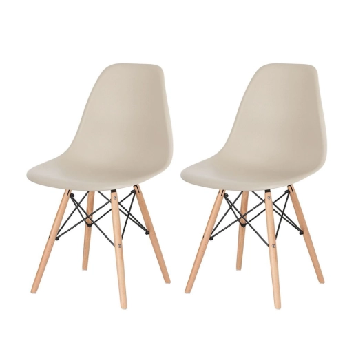 Kit 2 Cadeiras de jantar Charles Eames Eiffel DSW em Polipropileno - Nude Produto Kit 2 Cadeiras de jantar Charles Eames Eiffel DSW em Polipropileno - Nude