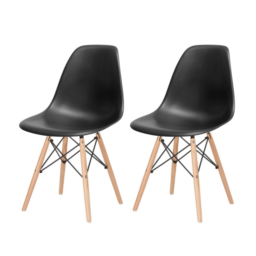 Kit 2 Cadeiras de jantar Charles Eames Eiffel DSW em Polipropileno - Preto Produto Kit 2 Cadeiras de jantar Charles Eames Eiffel DSW em Polipropileno - Preto