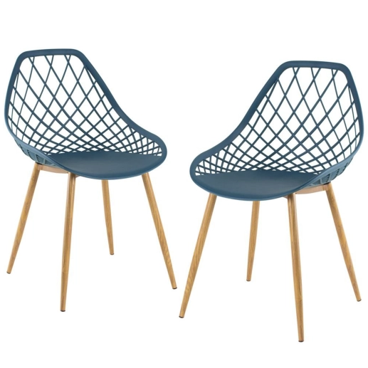 Produto Kit 2 Cadeiras de jantar Clarice Cloe com design contemporâneo - Azul petróleo