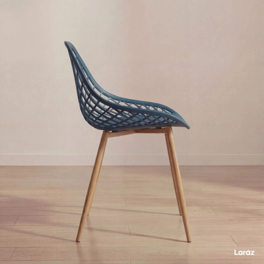 Produto Kit 2 Cadeiras de jantar Clarice Cloe com design contemporâneo - Azul petróleo